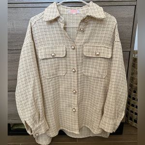 CDM | Boutique tweed button down with pearl buttons | L